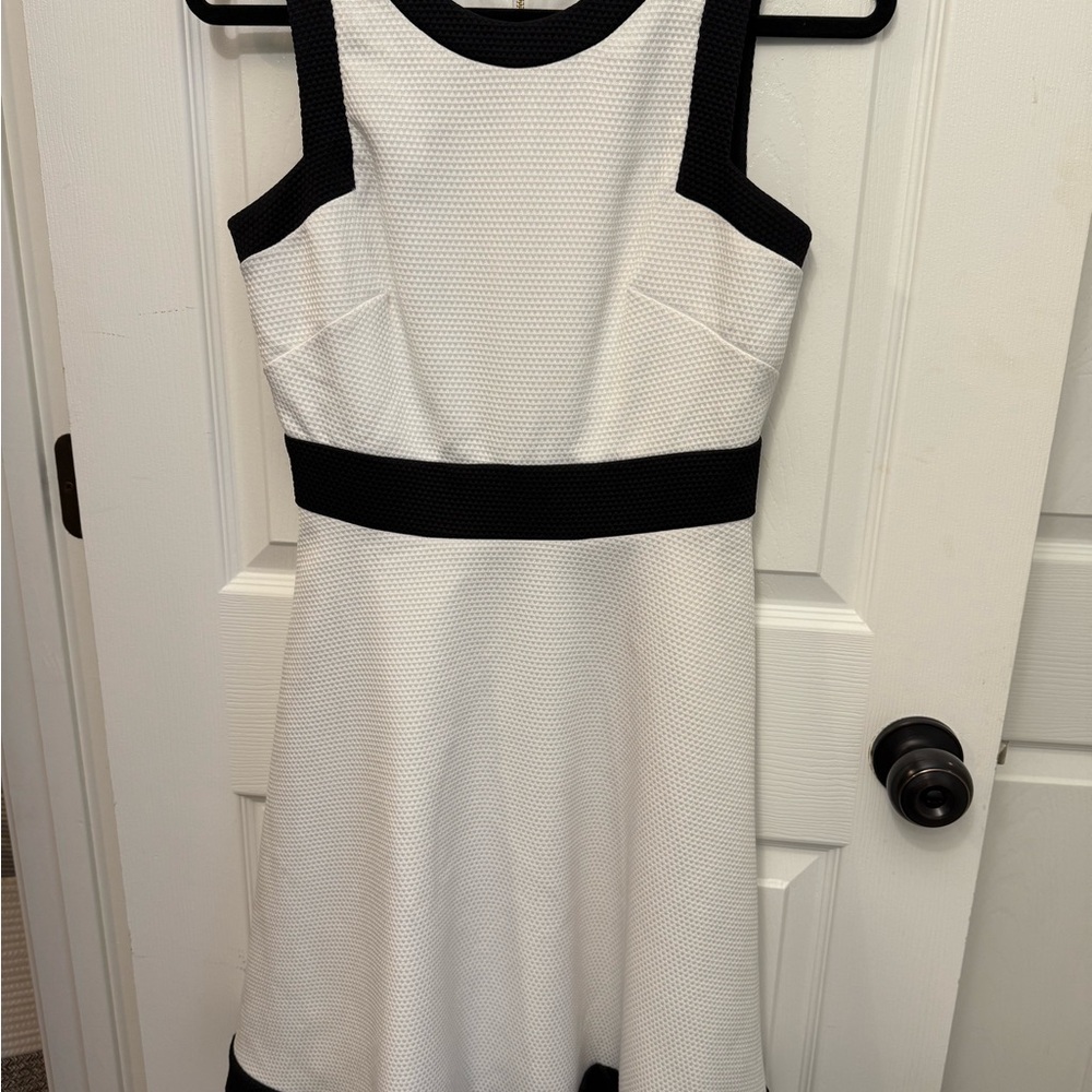 White House Black Market Black and White Textured Mini Dress